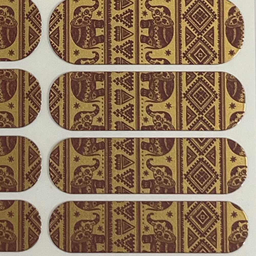 Jamberry nail wraps gold and maroon red elephant Marsala Palace